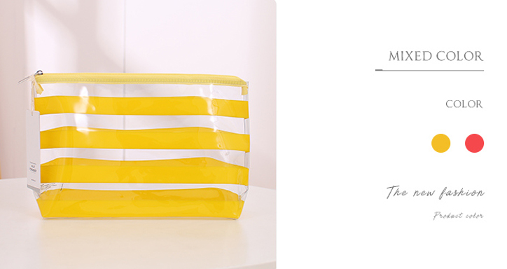 Striped Clear Makeup Bag