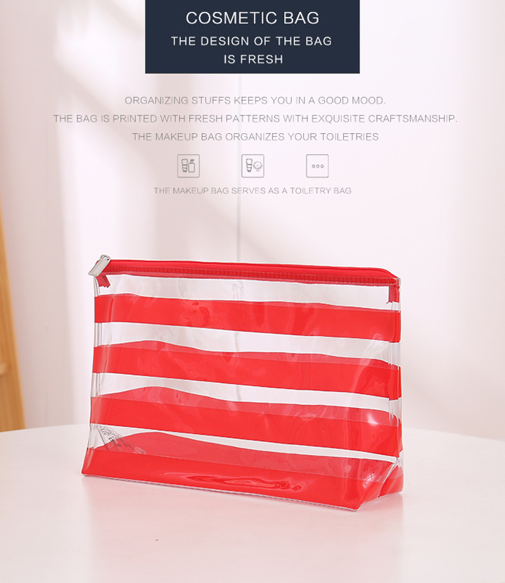 Striped Clear Makeup Bag