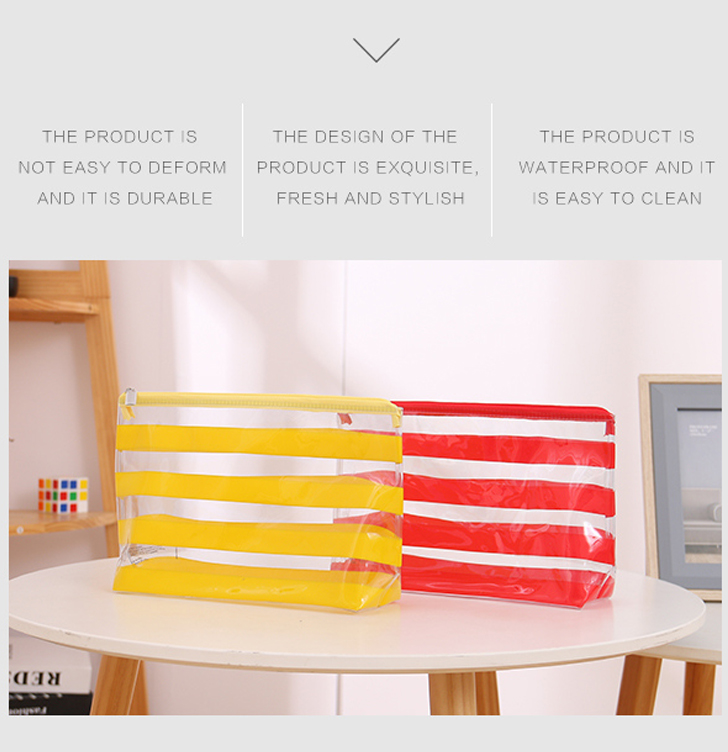 Striped Clear Makeup Bag