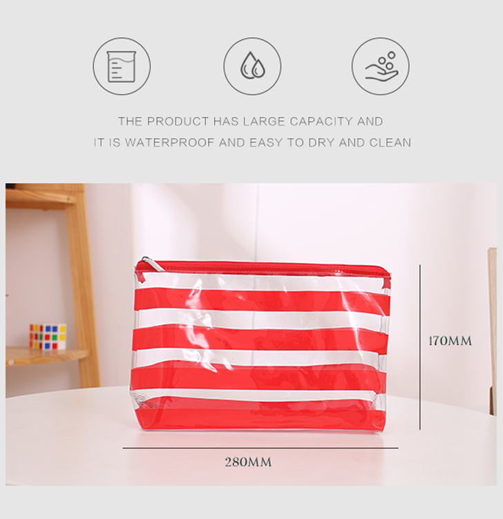 Striped Clear Makeup Bag