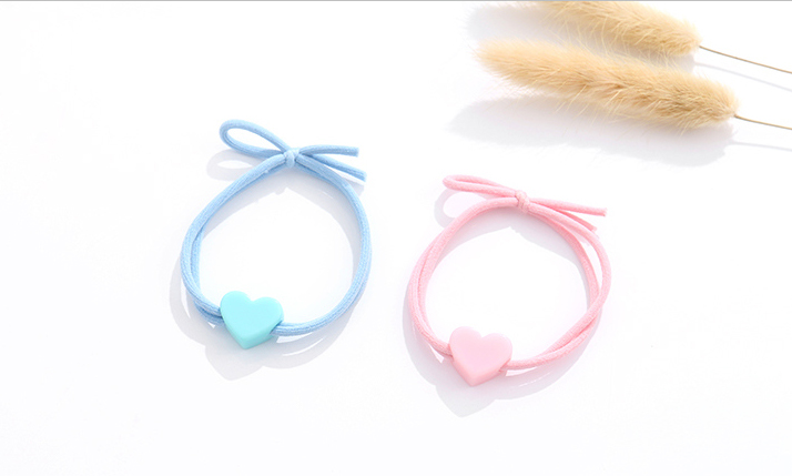 Heart-shape Pendant Knot Hair Rope 2PCS