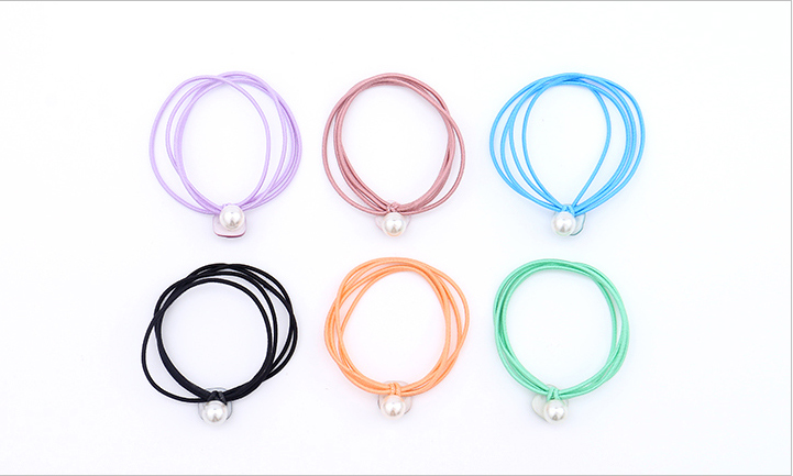 Square Pendant Artificial Pearl Hair Rope 2PCS