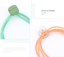 Square Pendant Artificial Pearl Hair Rope 2PCS