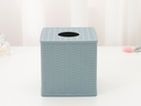 Plastic Rattan Square Tissue Box (Blue-Gray)