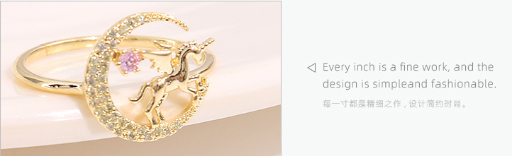 Unique Moon Unicorn Ring