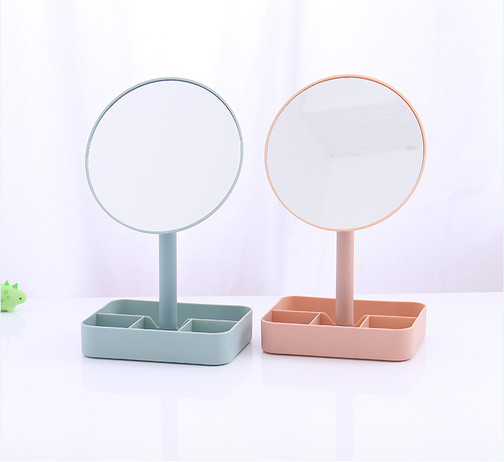 Round Desk Mirror with Storage Case