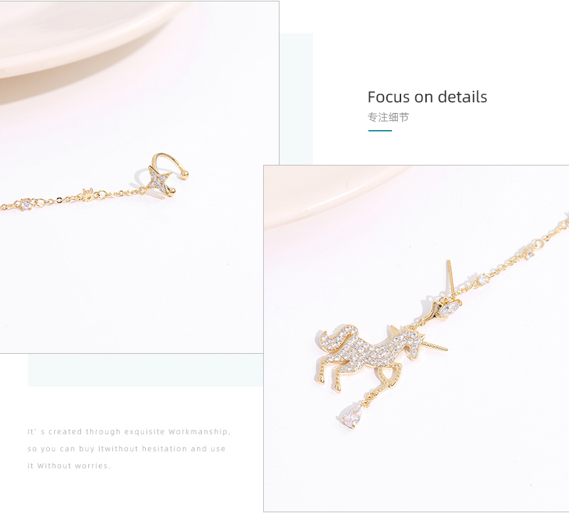 925 Silver Needle Unicorn Ear Clip