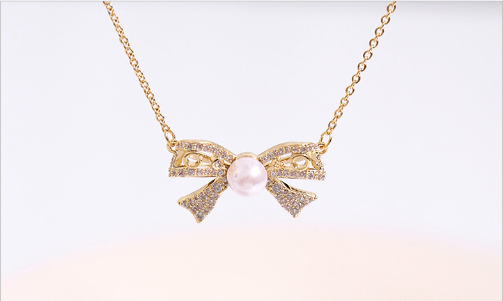 Bowknot Artificial Pearl Choker Necklace