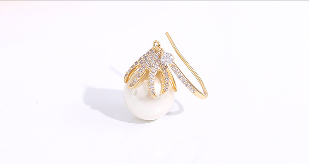 Classy Artificial Pearl Rhinestone Earrings