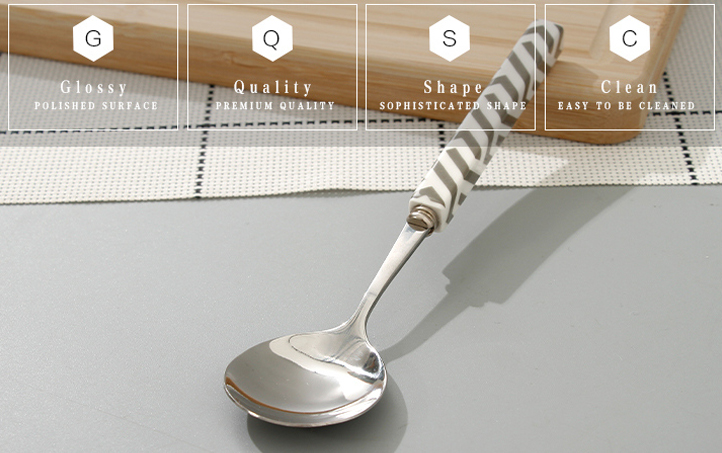 Geometric Collection Square Ceramic Handle Soup Spoon