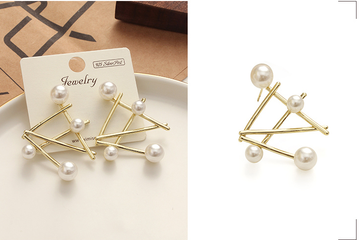925 Silver Needle Cross Artificial Pearl Earrings