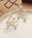 925 Silver Needle Cross Artificial Pearl Earrings