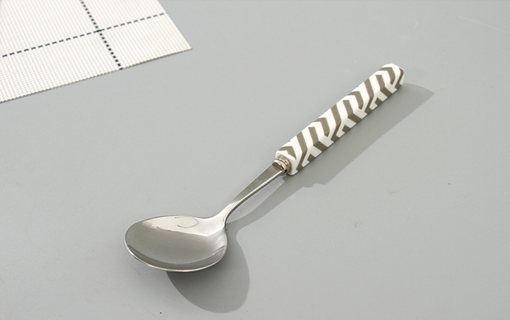 Geometric Collection Square Ceramic Handle Soup Spoon