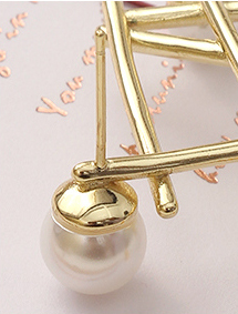 925 Silver Needle Cross Artificial Pearl Earrings