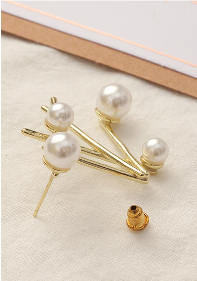 925 Silver Needle Cross Artificial Pearl Earrings