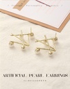 925 Silver Needle Cross Artificial Pearl Earrings