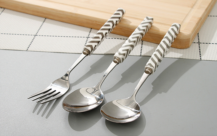 Geometric Collection Square Ceramic Handle Soup Spoon