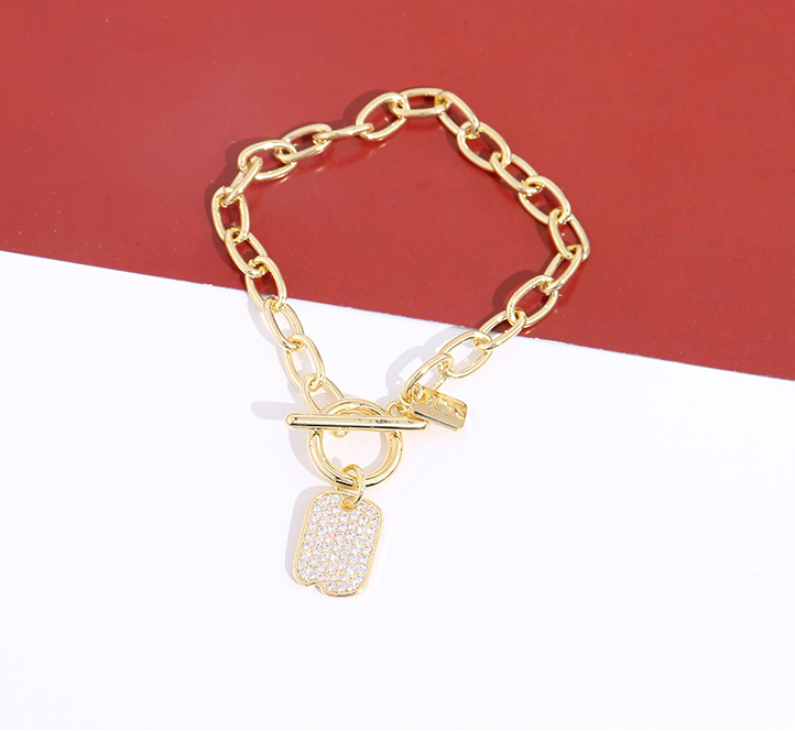 Rhinestone Square Pendant Bracelet