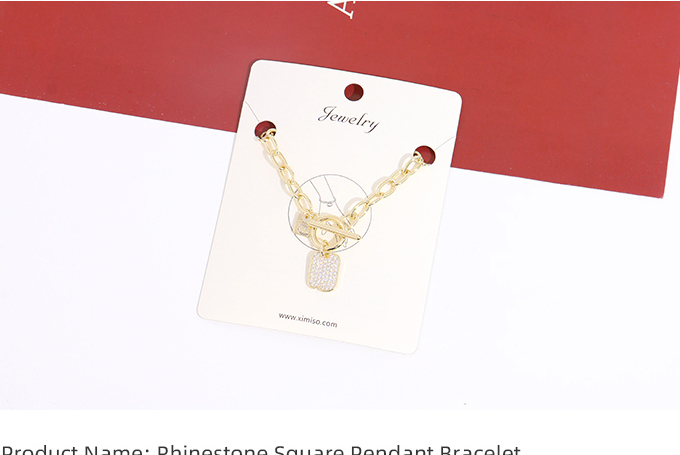 Rhinestone Square Pendant Bracelet