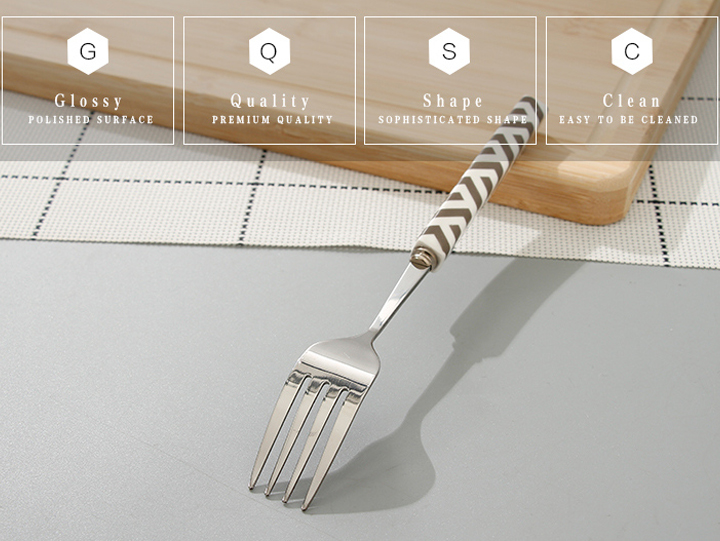 Geometric Collection Square Ceramic Handle Dinner Fork
