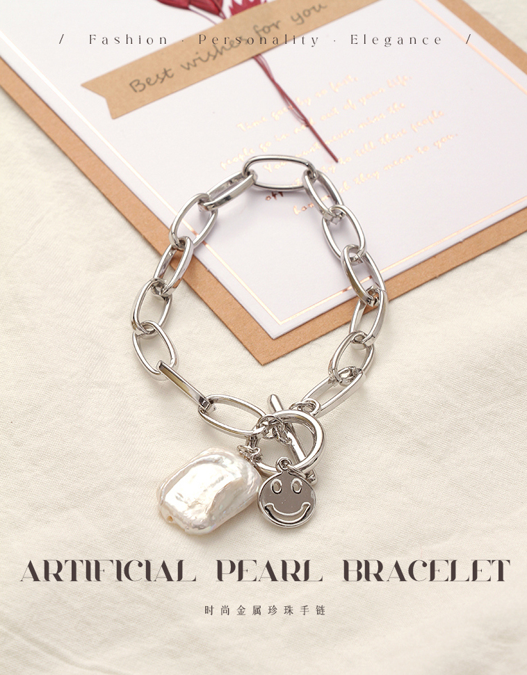 Stylish Metal Artificial Pearl Bracelet