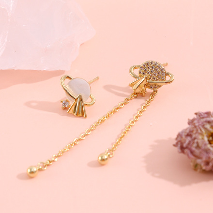 925 Silver Needle Planet Irregular Earrings