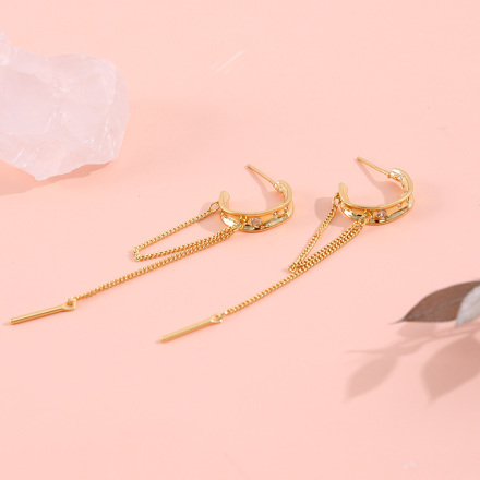 925 Silver Needle Circle Tassel Earrings