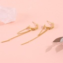 925 Silver Needle Circle Tassel Earrings