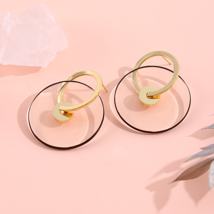 925 Silver Needle Transparent Disc Earrings