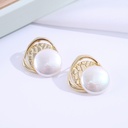 925 Silver Needle Stylish Retro Artificial Pearl Metal Earrings