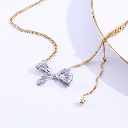 Delicate Bow Tassel Necklace