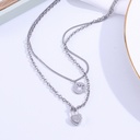 Disc Heart-Shape Lock Two Layers Necklace