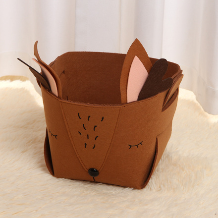 Felt Deer Shaped Fabric Storage Bin(Brown)