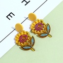 925 Silver Needle Yellow Flower Acrylic Earrings