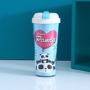 كوب بلاستيكي بجدران مزدوجة FK001 Happy Panda 520 مل / 17.5 أونصة سائلة (أزرق)