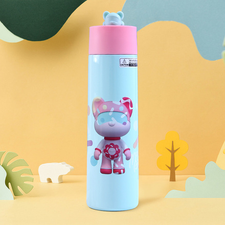 Magic Bear Painting Mini Pocket Vacuum Flask 270ml/9.1fl.oz.(Mint Green)