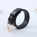 Fashionable U Buckle Black Belt for Ladies