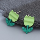 Paint Green Flower Earrings