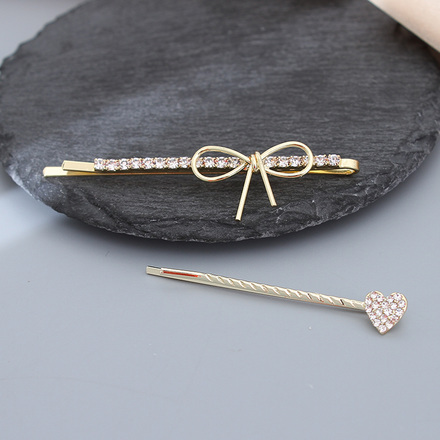 Bow Knot Heart Hair Pin Set