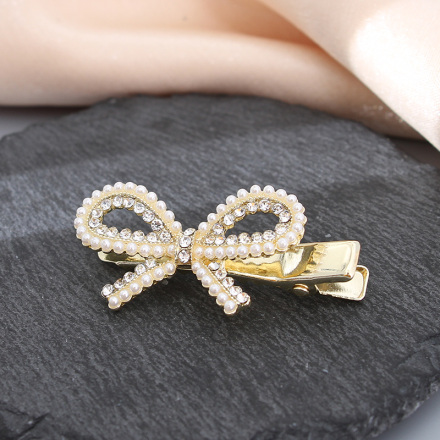 Bow Knot Rhinestone Artificial Pearl Hair Clip