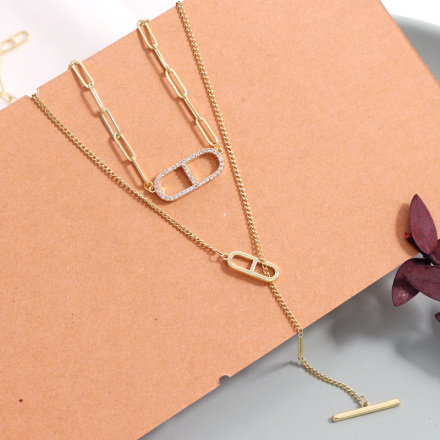 Double Chains Sun-shape Necklace