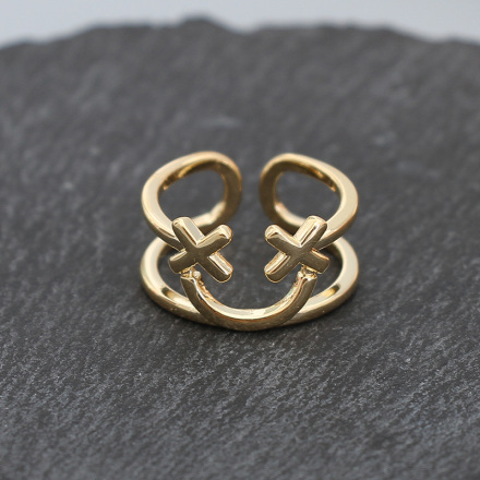 Similing Face Geometric Open Ring