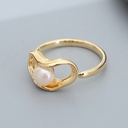 Artificial Pearl Geometric Open Ring