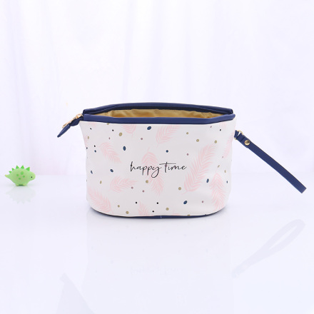 Feather Pattern Cosmetic Bag(Medium)(White and Blue)