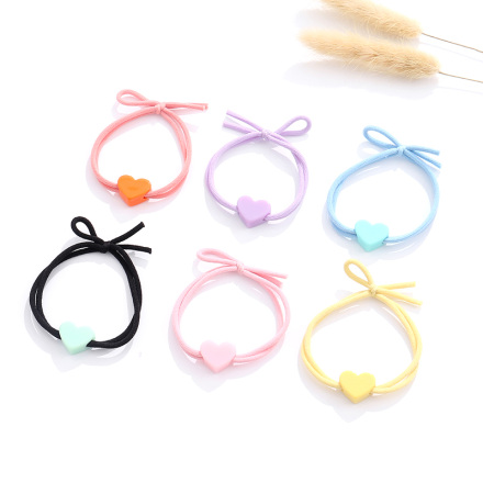 Heart-shape Pendant Knot Hair Rope 2PCS
