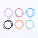 Square Pendant Artificial Pearl Hair Rope 2PCS