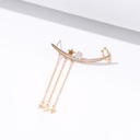 925 Silver Needle Moon Tassel Ear Clip