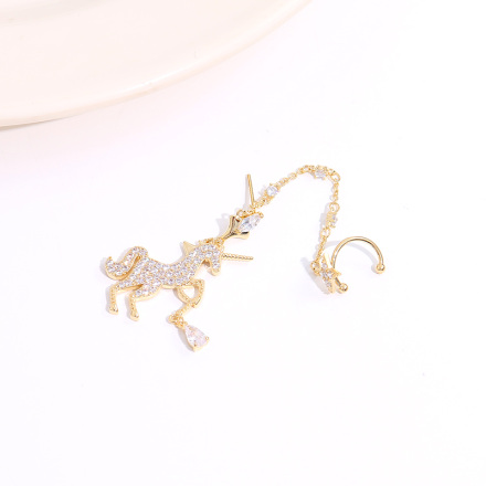 925 Silver Needle Unicorn Ear Clip