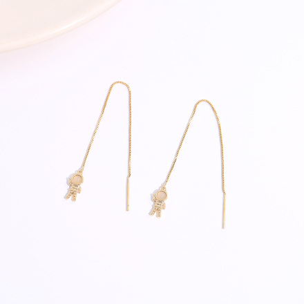 Spaceman Cat's-eye Gem Threader Earrings
