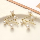 925 Silver Needle Cross Artificial Pearl Earrings